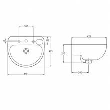 Studio 500 Wall Basin - 1 Tap Hole - Overflow - Inc Fixing Kit gallery detail image