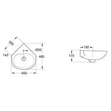 Studio 450 Corner Wall Basin - 1 Tap Hole Overflow - Inc Fixing Kit gallery detail image
