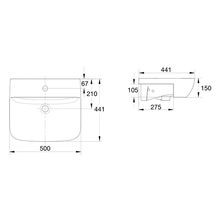 Cygnet 500 Semi Recessed Basin - No Taphole - Overflow gallery detail image