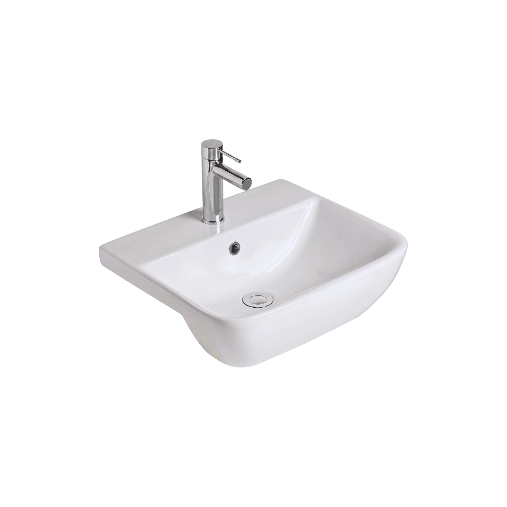 Cygnet 500 Semi Recessed Basin - 1 Taphole - Overflow gallery detail image