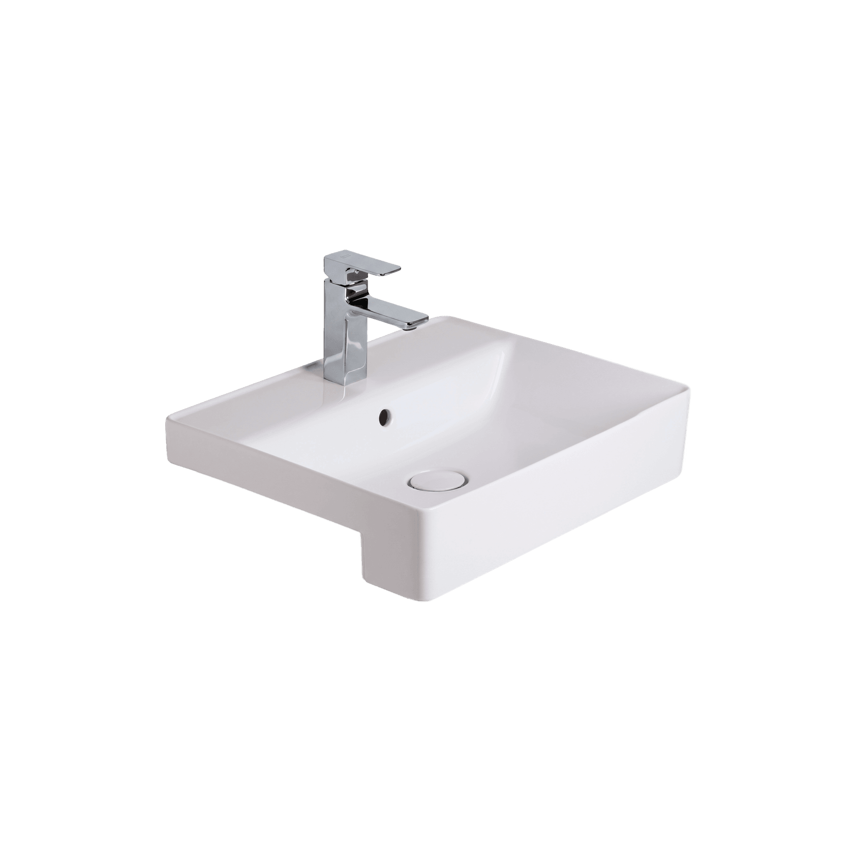 Acacia 550 SupaSleek Semi Recessed Basin - 1 Tap Hole - Overflow gallery detail image