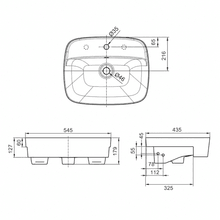 Signature 550 Semi Recessed Basin - 3 Tap Hole - Overflow gallery detail image