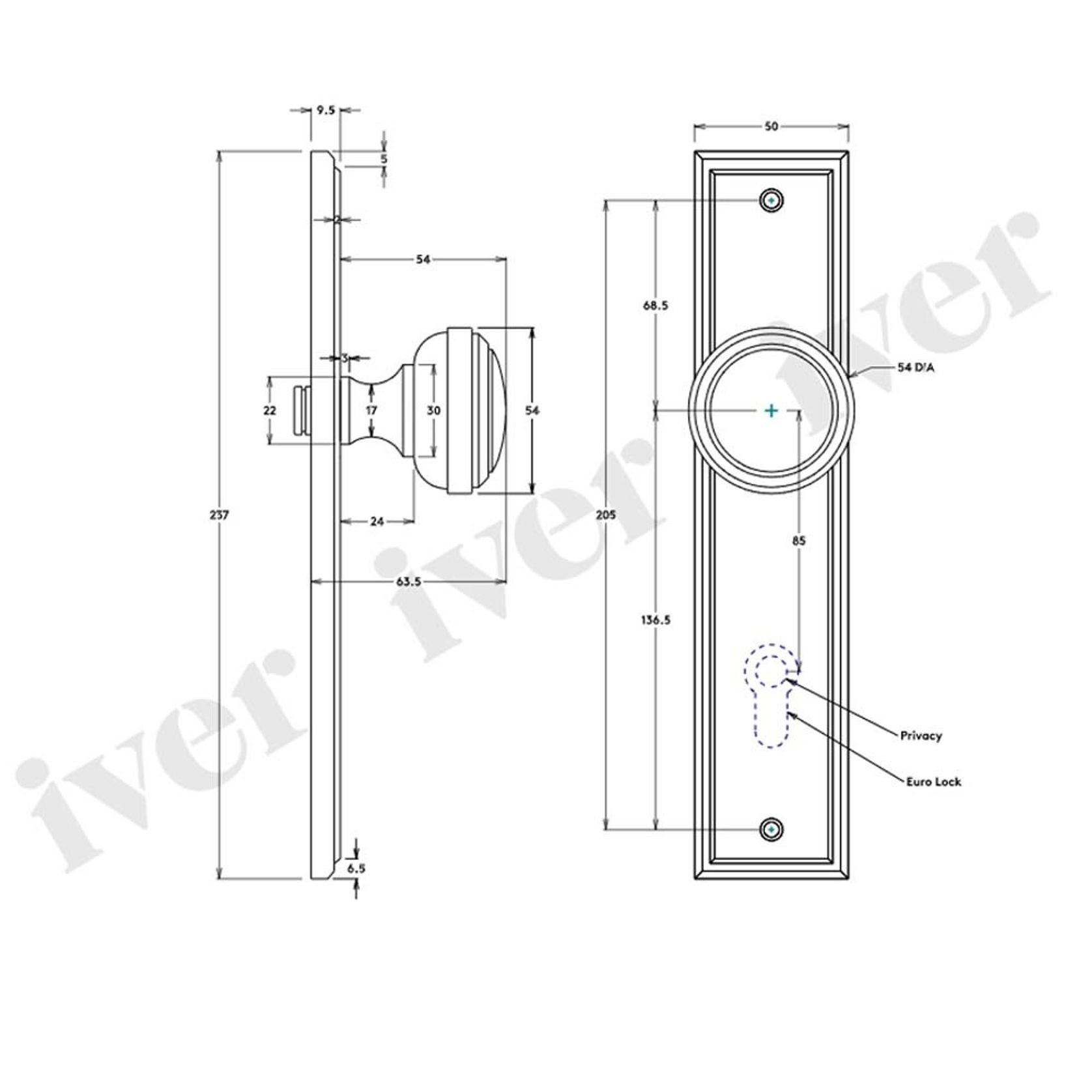 Iver Paddington Door Knob Stepped Backplate Privacy Chrome Plated 11838P85 - Customise to your needs gallery detail image