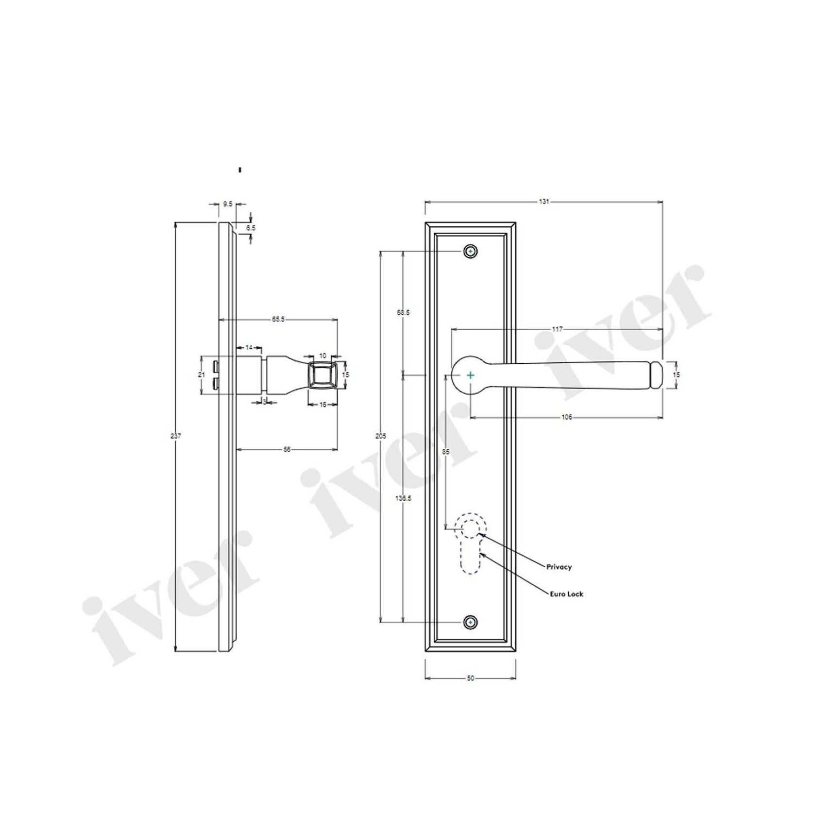 Iver Annecy Door Lever on Stepped Backplate Privacy Brushed Brass 15244P85 - Customise to your need gallery detail image