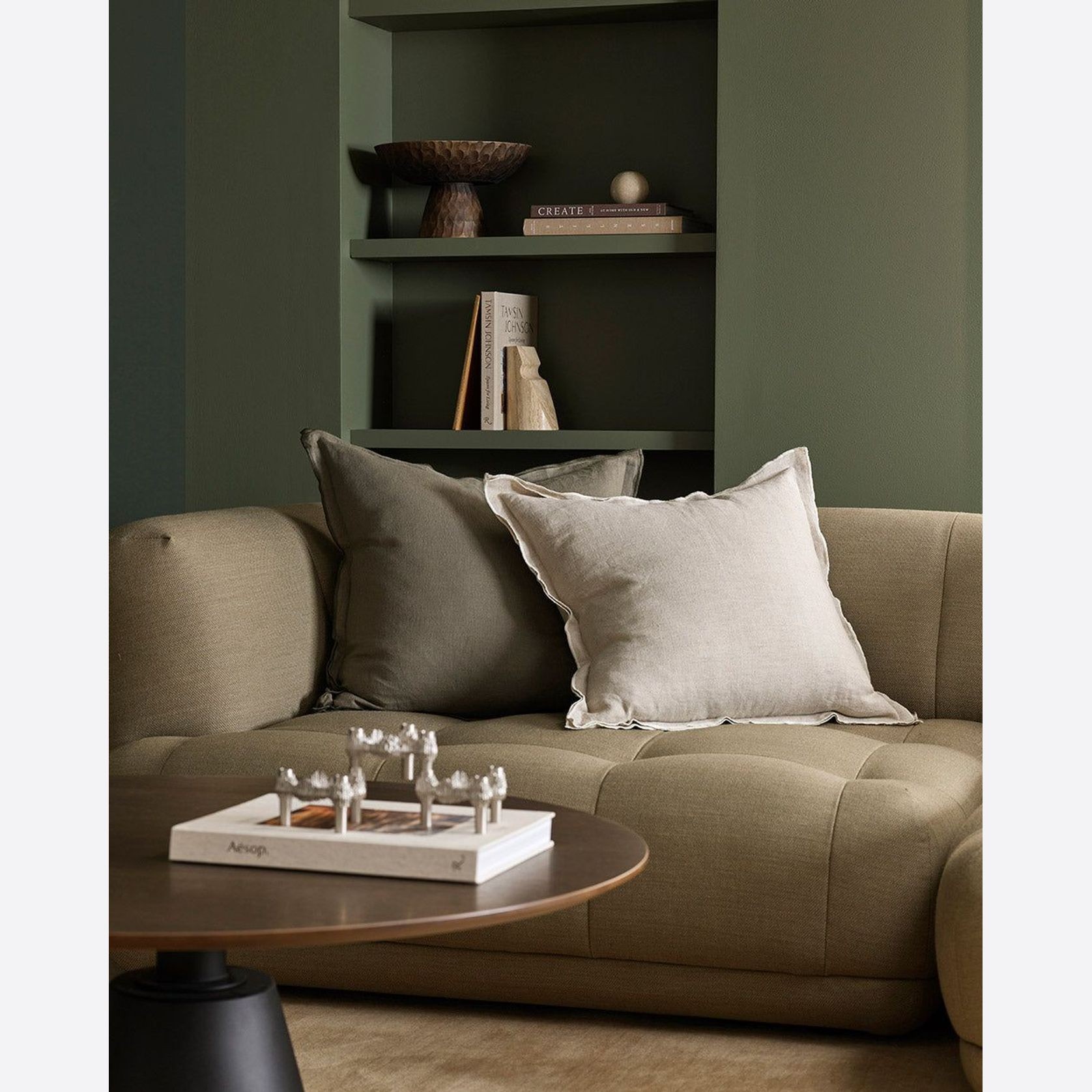 Baya Linden Cushion - Olive gallery detail image