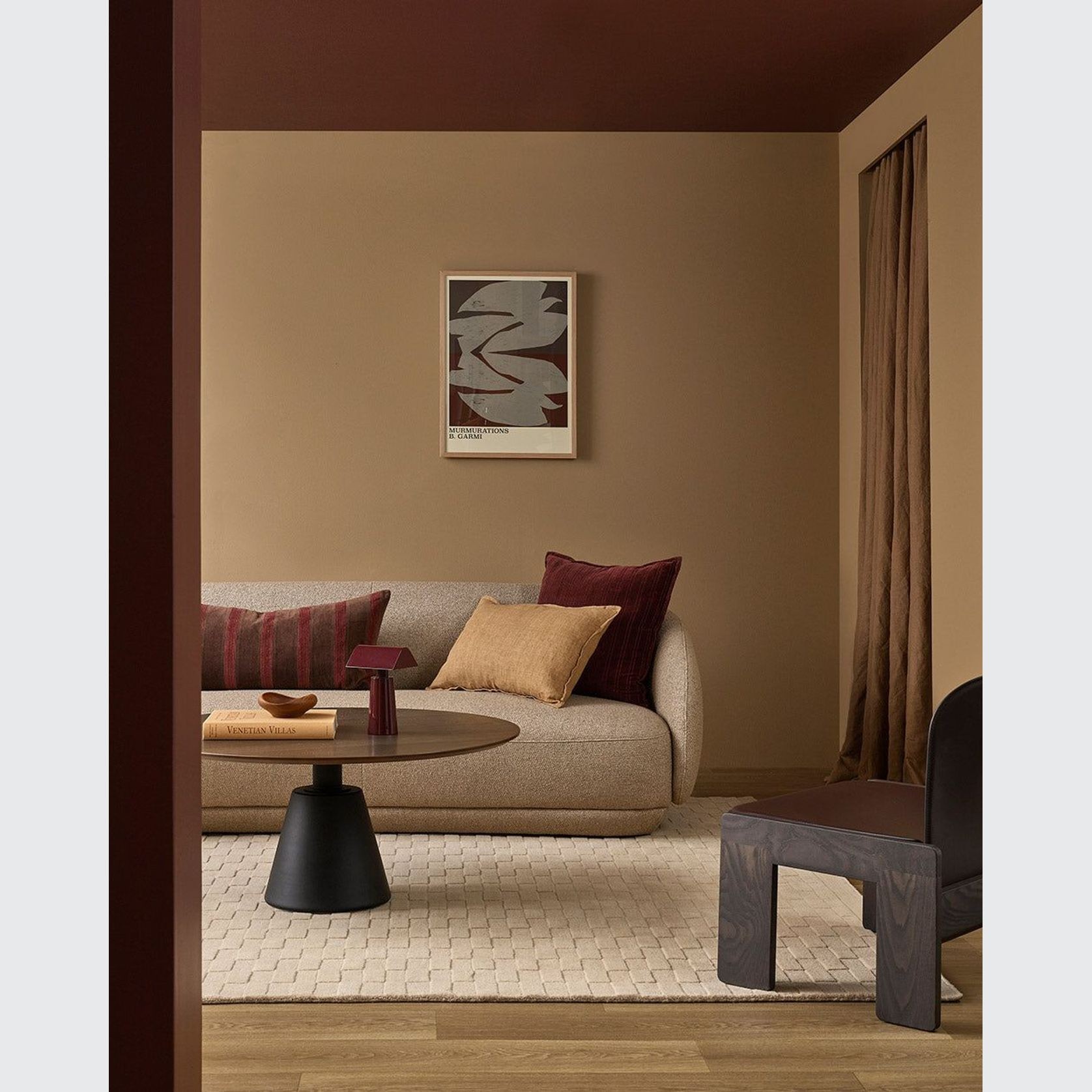 Baya Huxley Cushion - Chocolate/Cherry gallery detail image
