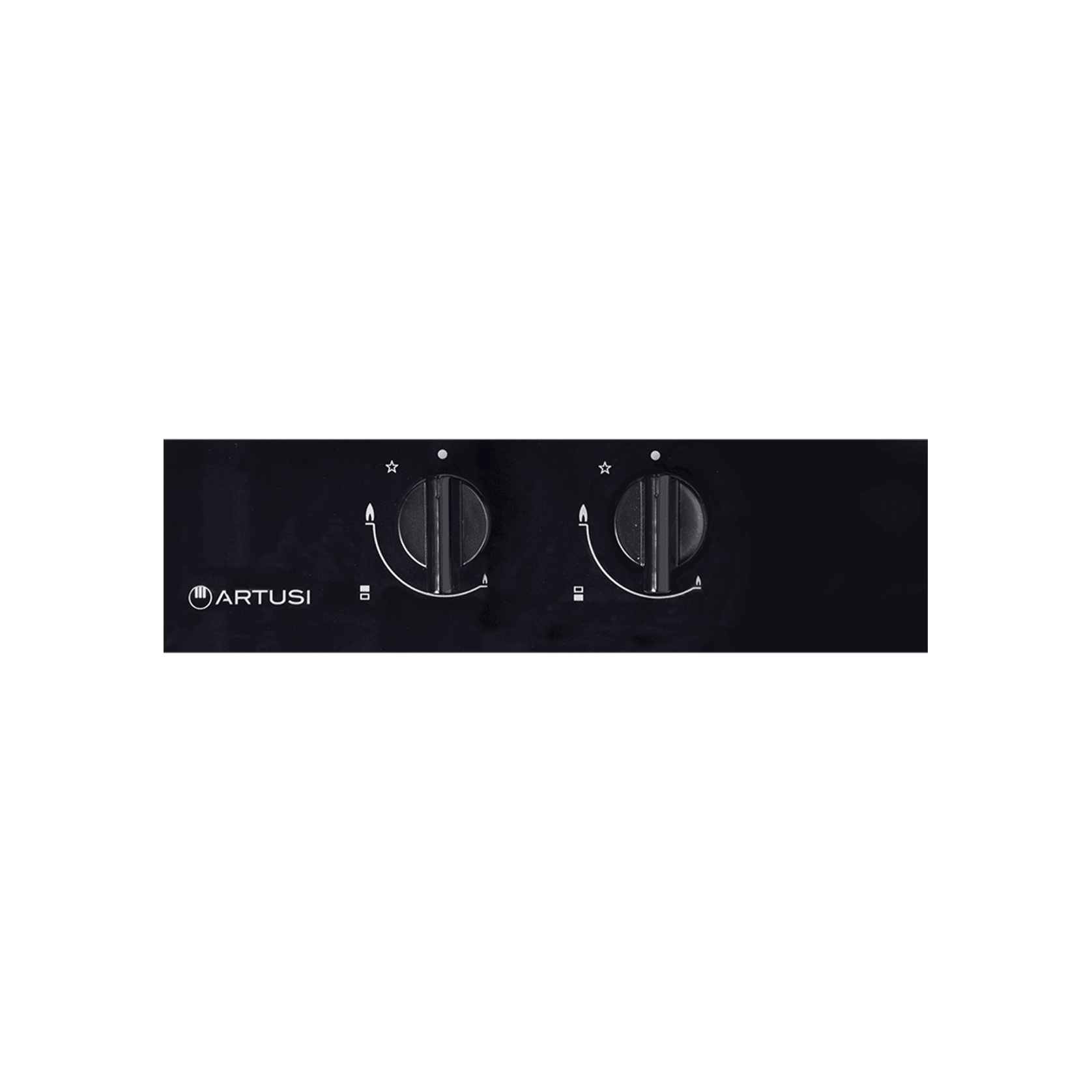 Artusi 30cm Domino Dual Gas Cooktop - With Cast Iron Trivet in Black Glass gallery detail image