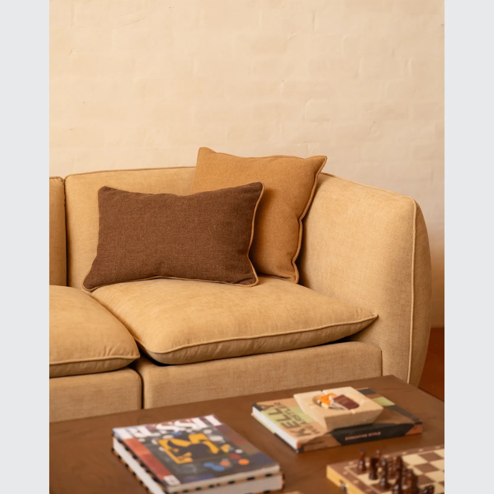 Hem Cushion 55cm x 55cm - Fossil Fawn gallery detail image