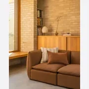 Hem Cushion 55cm x 55cm - Marnie Stripe Sand gallery detail image