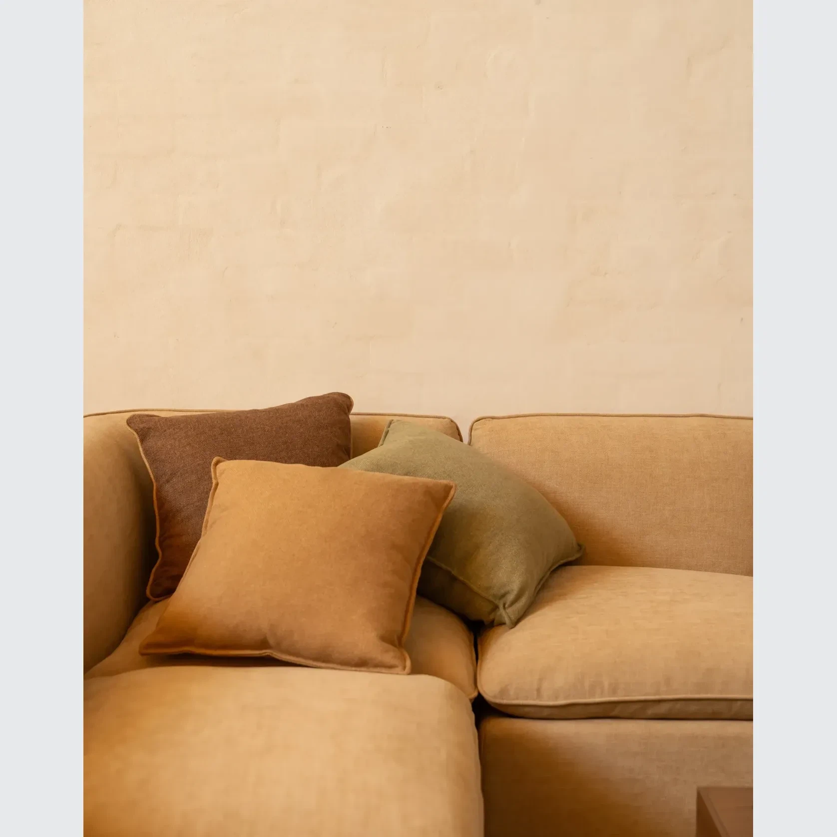Border Cushion 55cm x 55cm - Fossil Chocolate / Fossil Fawn gallery detail image