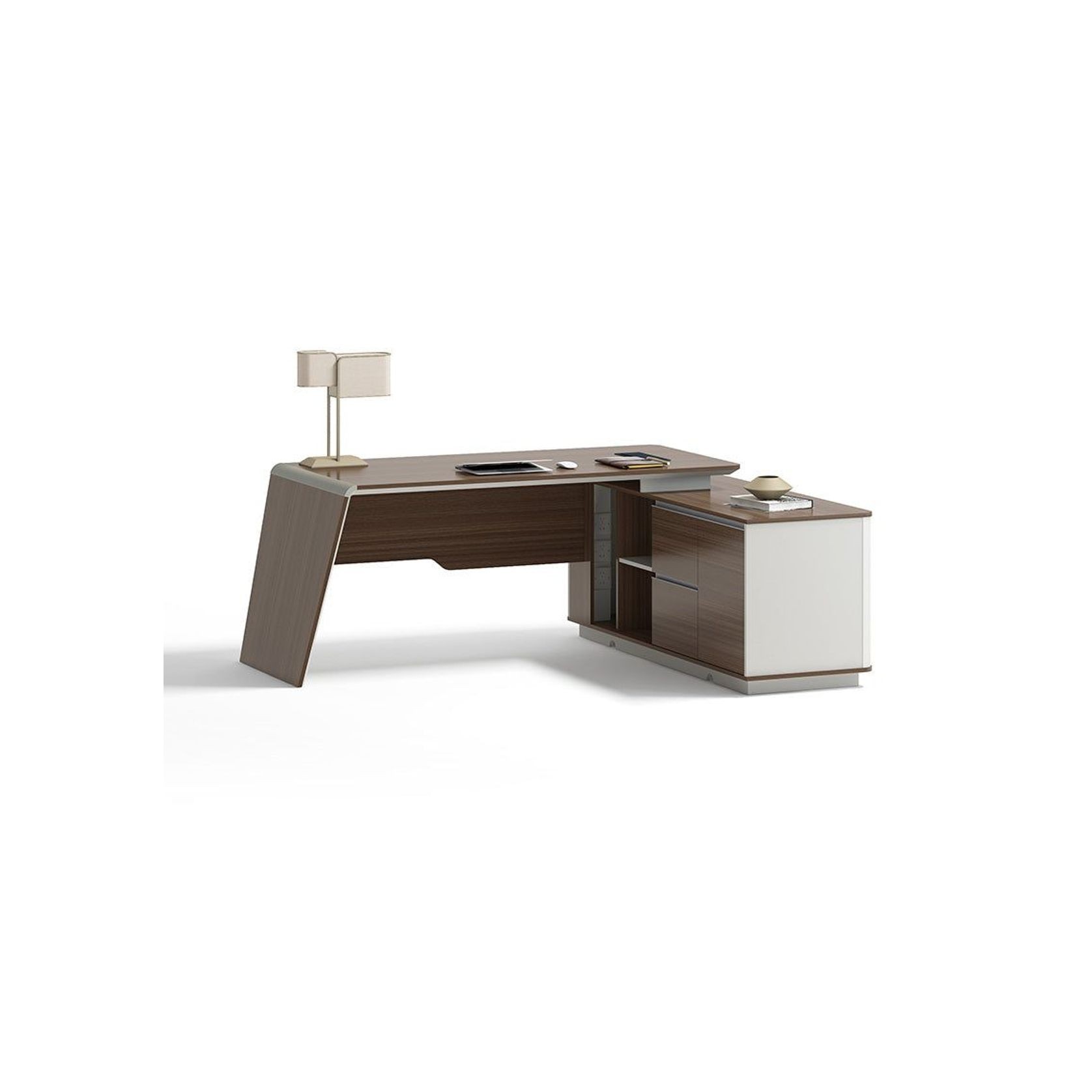 ANDERS Executive Desk Reversible Return 2.0M - Australian Gold Oak/ Beige gallery detail image