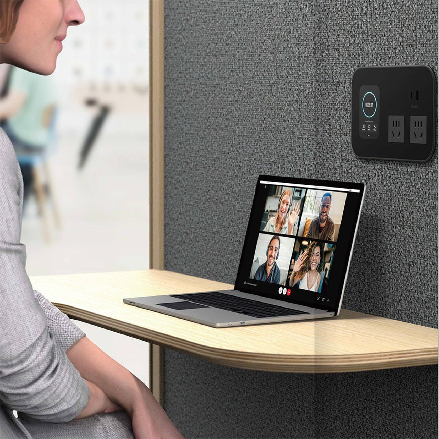 DUKE Single Seater Acoustic Office Silent Booth Pod - Silver gallery detail image