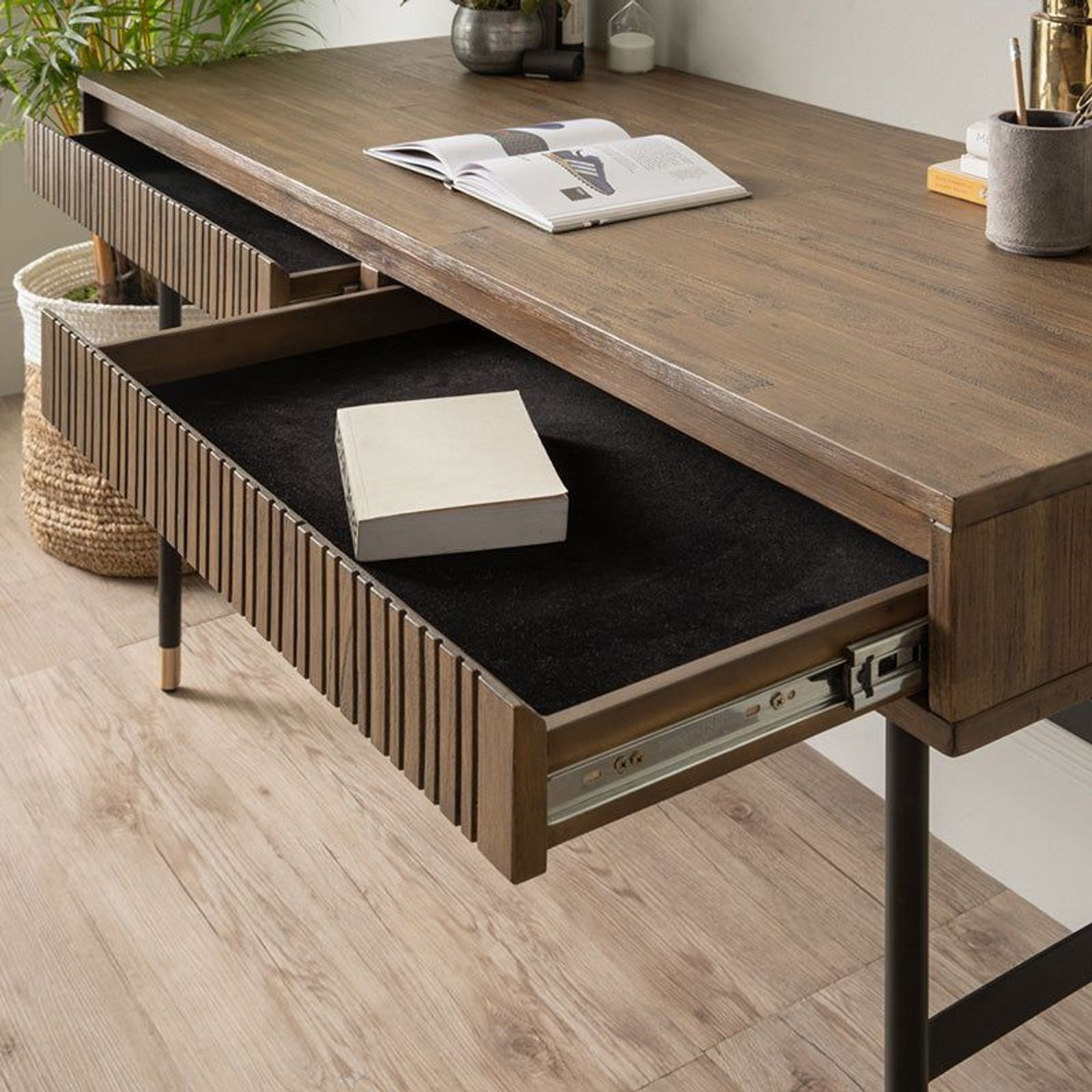 HAMILTON Study Desk Solid Acacia Wood 140cm - Toffee gallery detail image