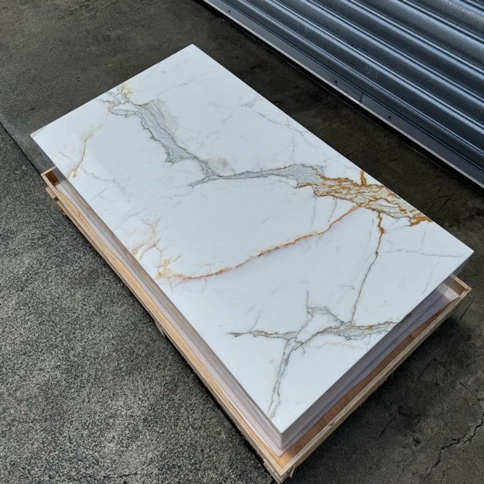Block Coffee Table - Gold Calacatta Large | Natural Stone Co. gallery detail image