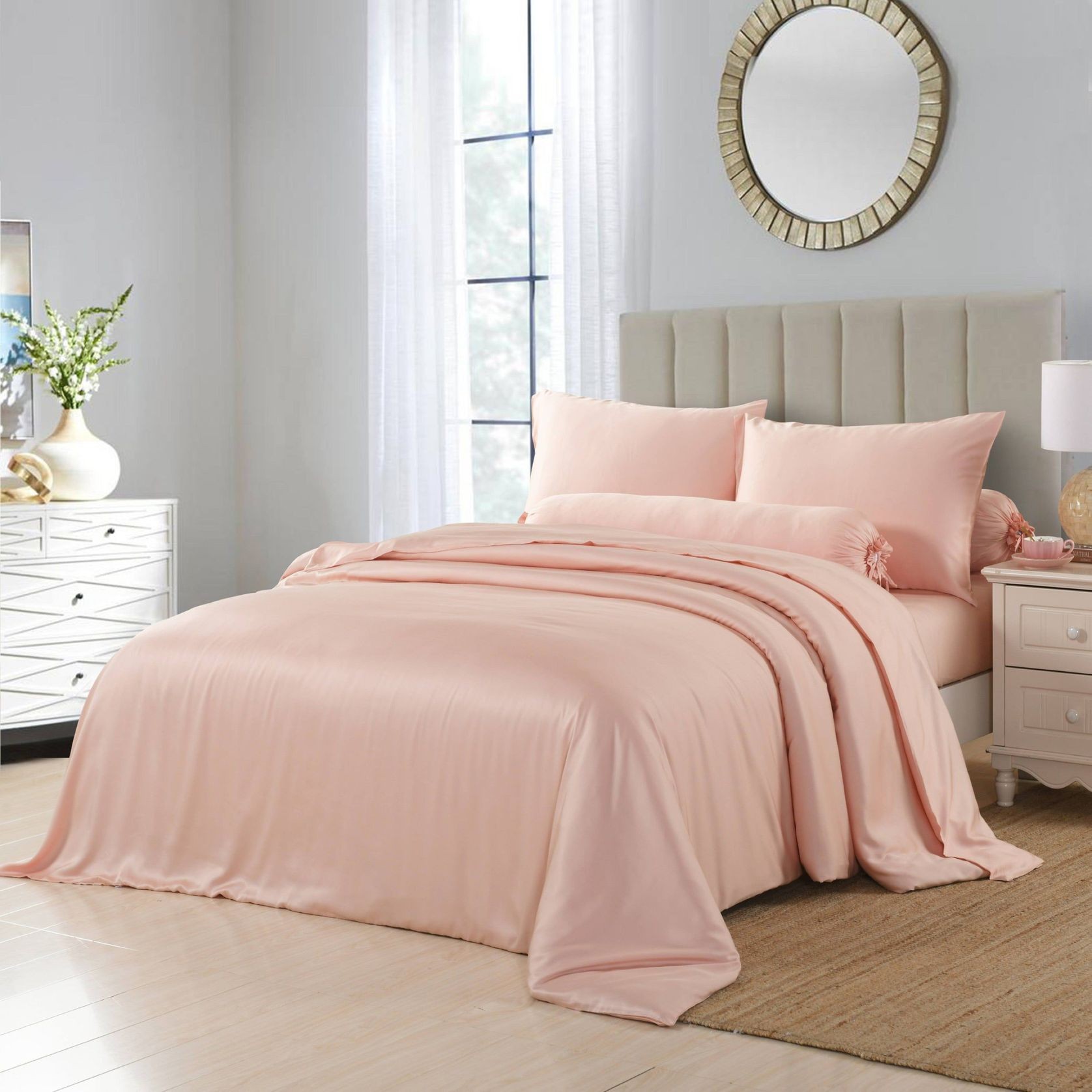 Silky Soft Bamboo Sheet Set - Soft Coral Pink gallery detail image