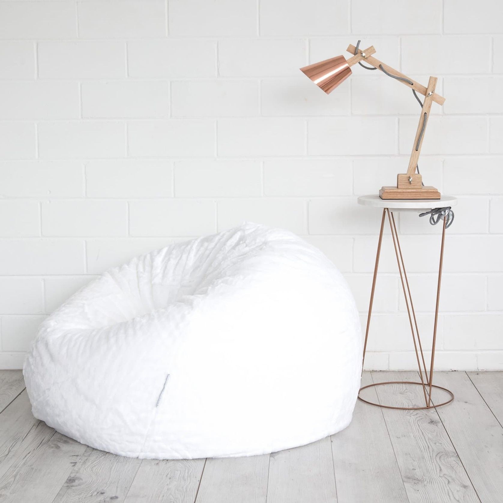 Plush Fur Bean Bag - White Cloud gallery detail image