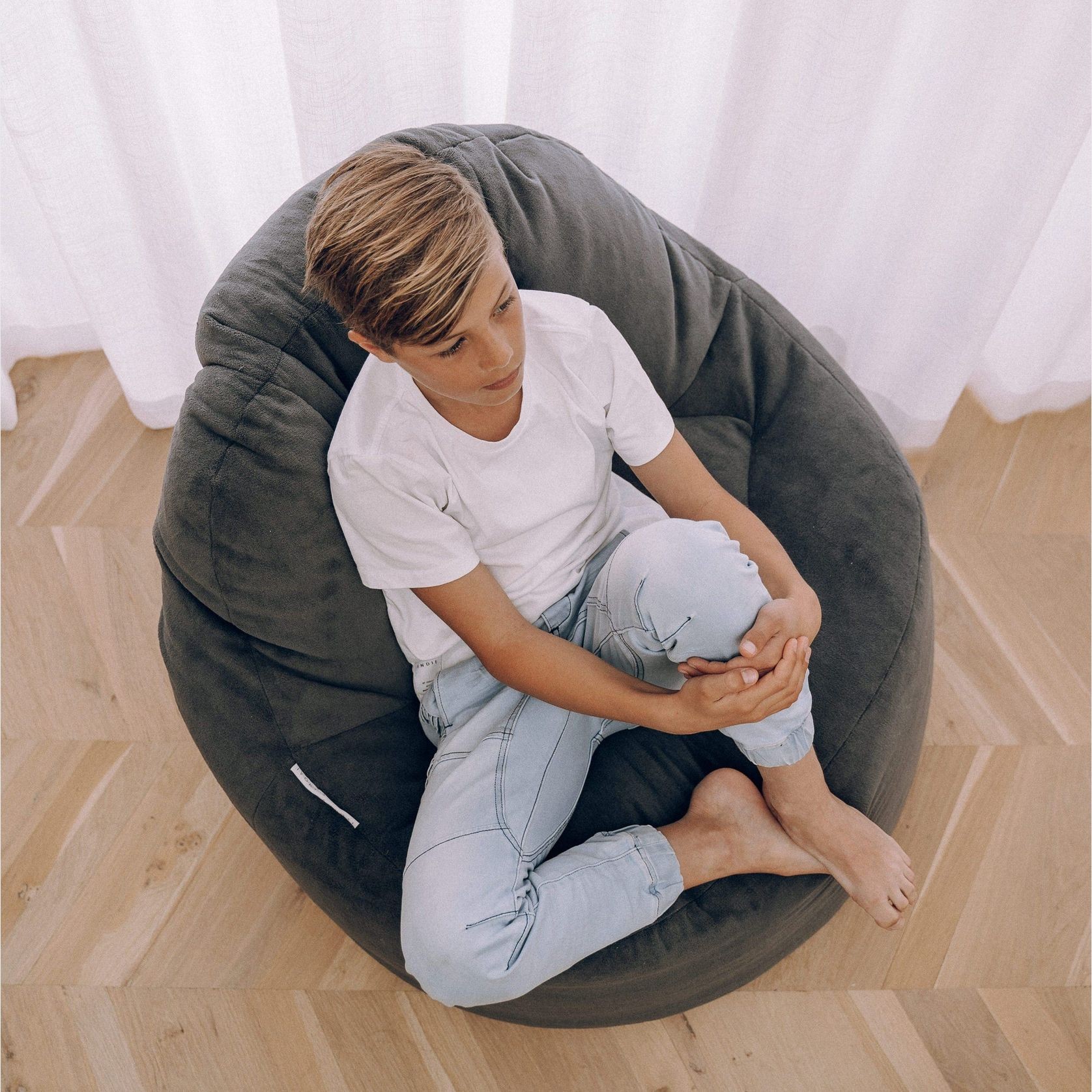 Plush Lounger Bean Bag Chair - Charcoal gallery detail image