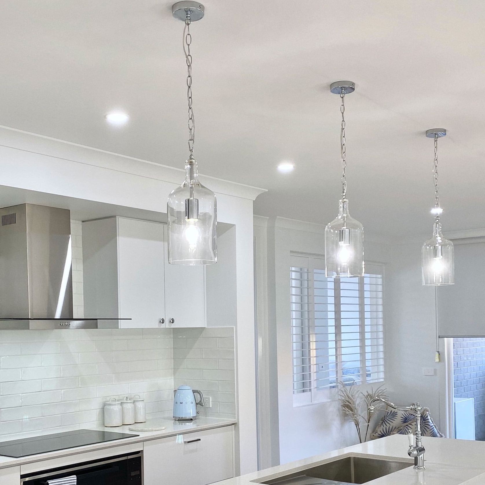 Kendal Glass Pendant Light - Chrome gallery detail image