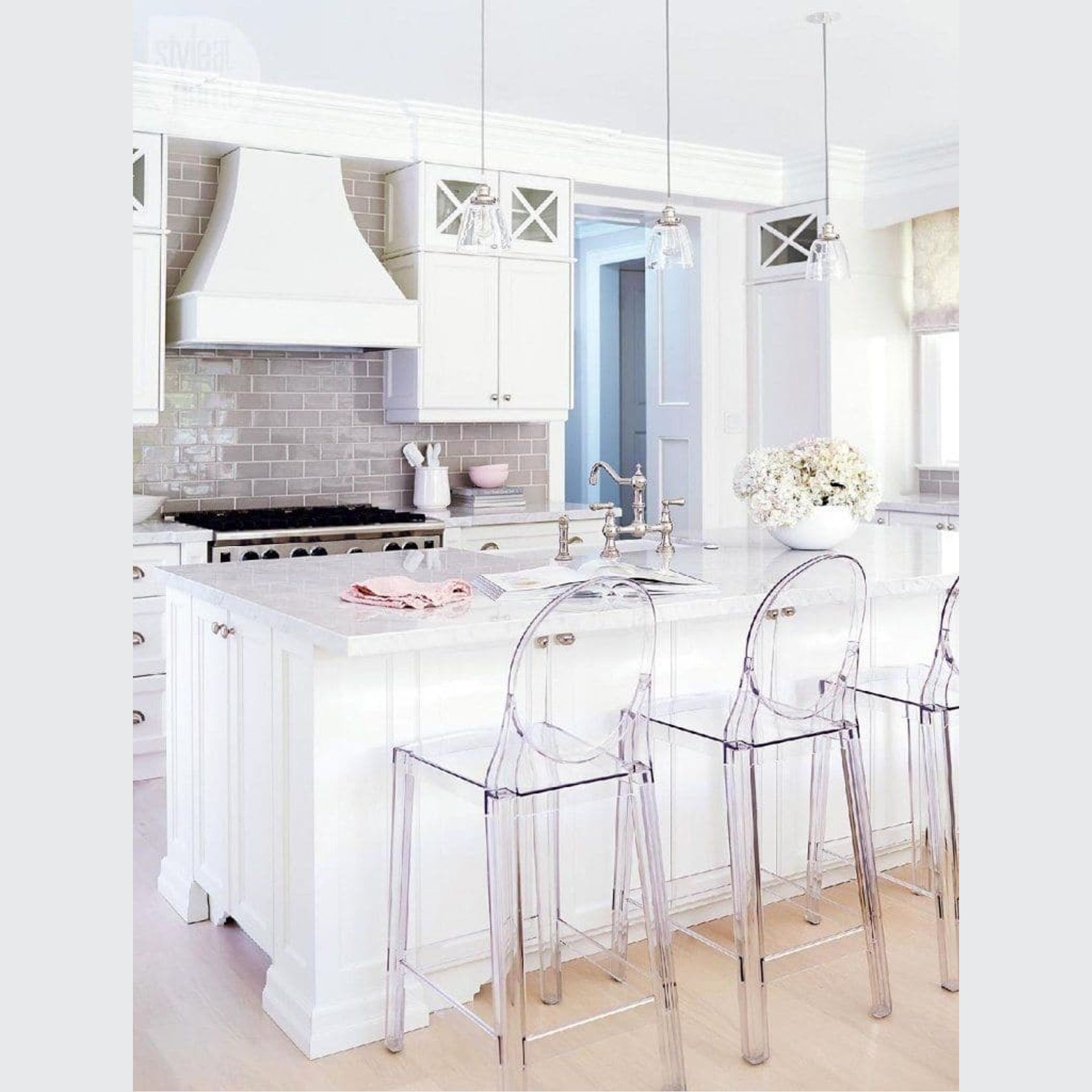 Lucy Glass Pendant Light - Chrome gallery detail image