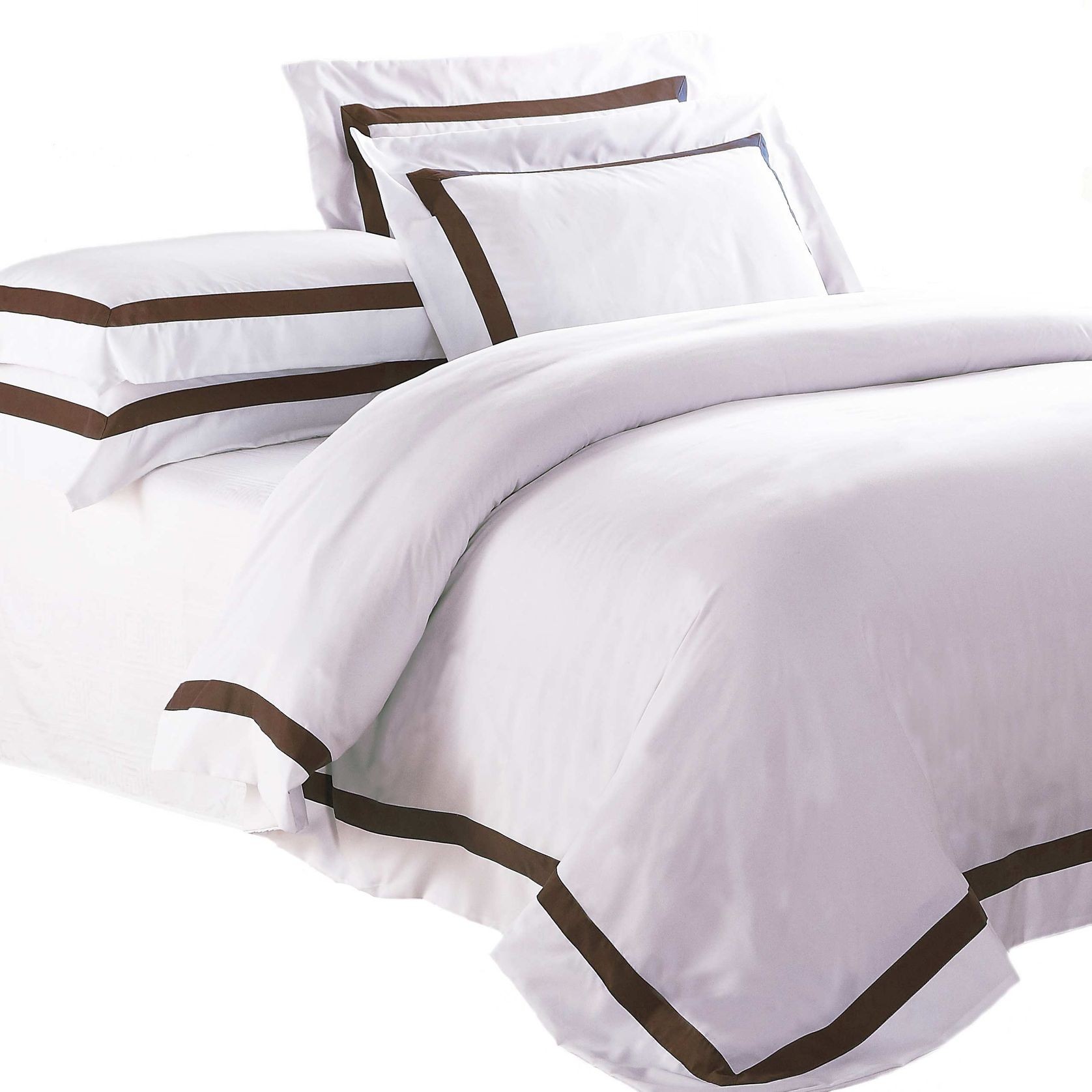 Ava Collection European Pillowcase Set - Espresso Trim gallery detail image