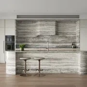 Light Silver Vein Cut Travertine Benchtop gallery detail image