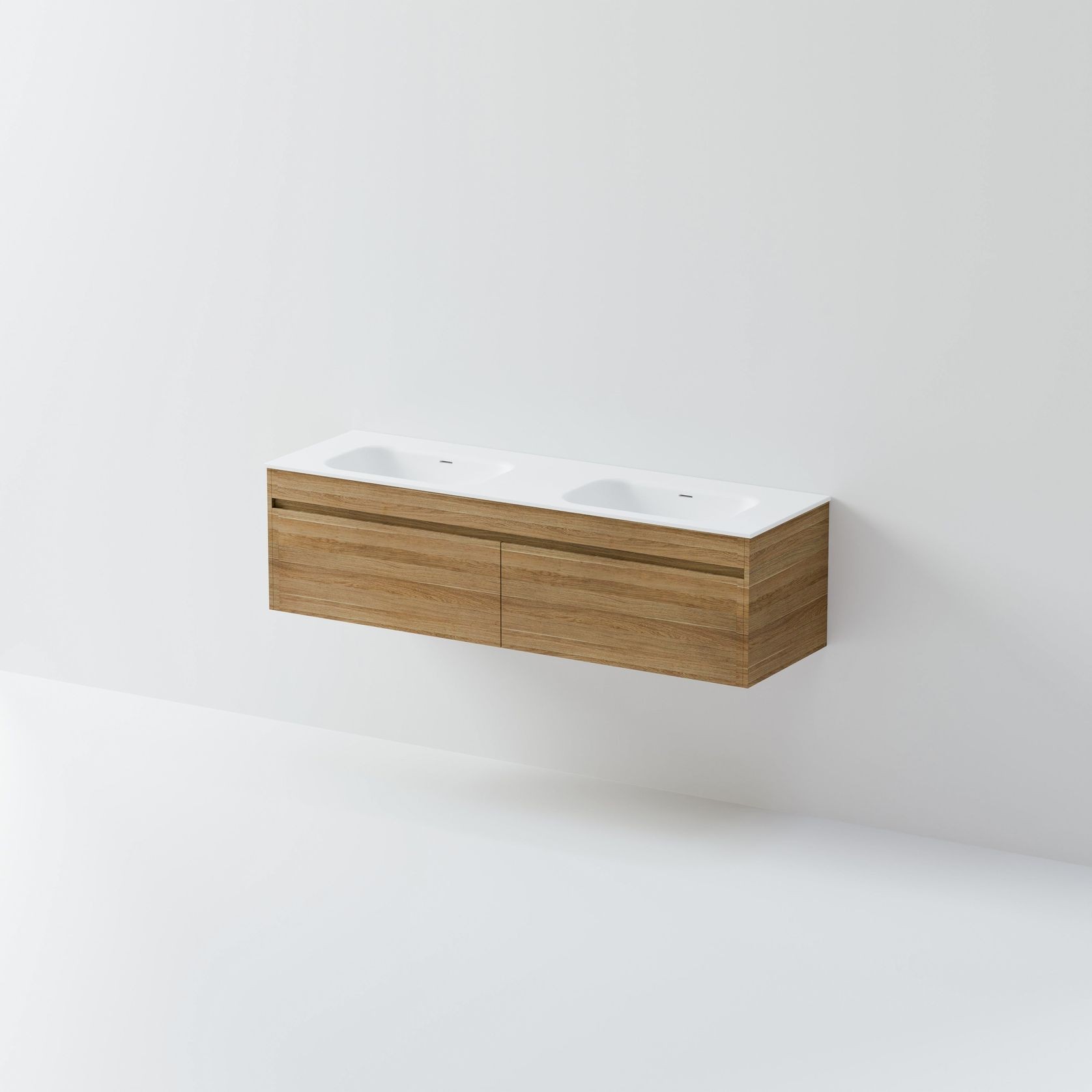Code Luxe 1600 Wall Hung Double Basin Vanity | 2 Drawer gallery detail image