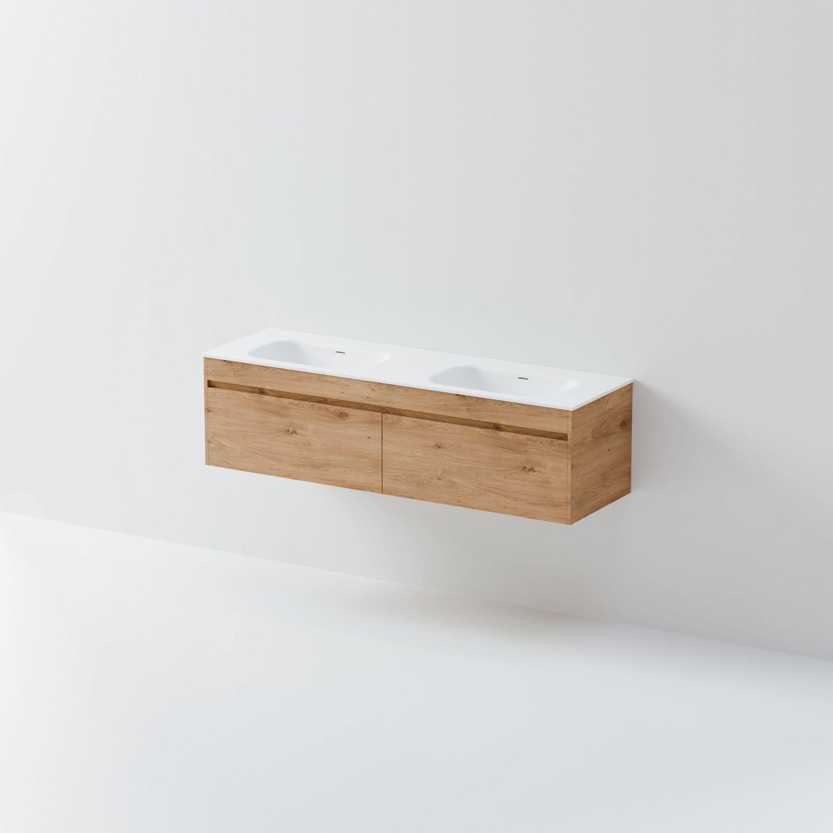 Code Luxe 1600 Wall Hung Double Basin Vanity | 2 Drawer gallery detail image