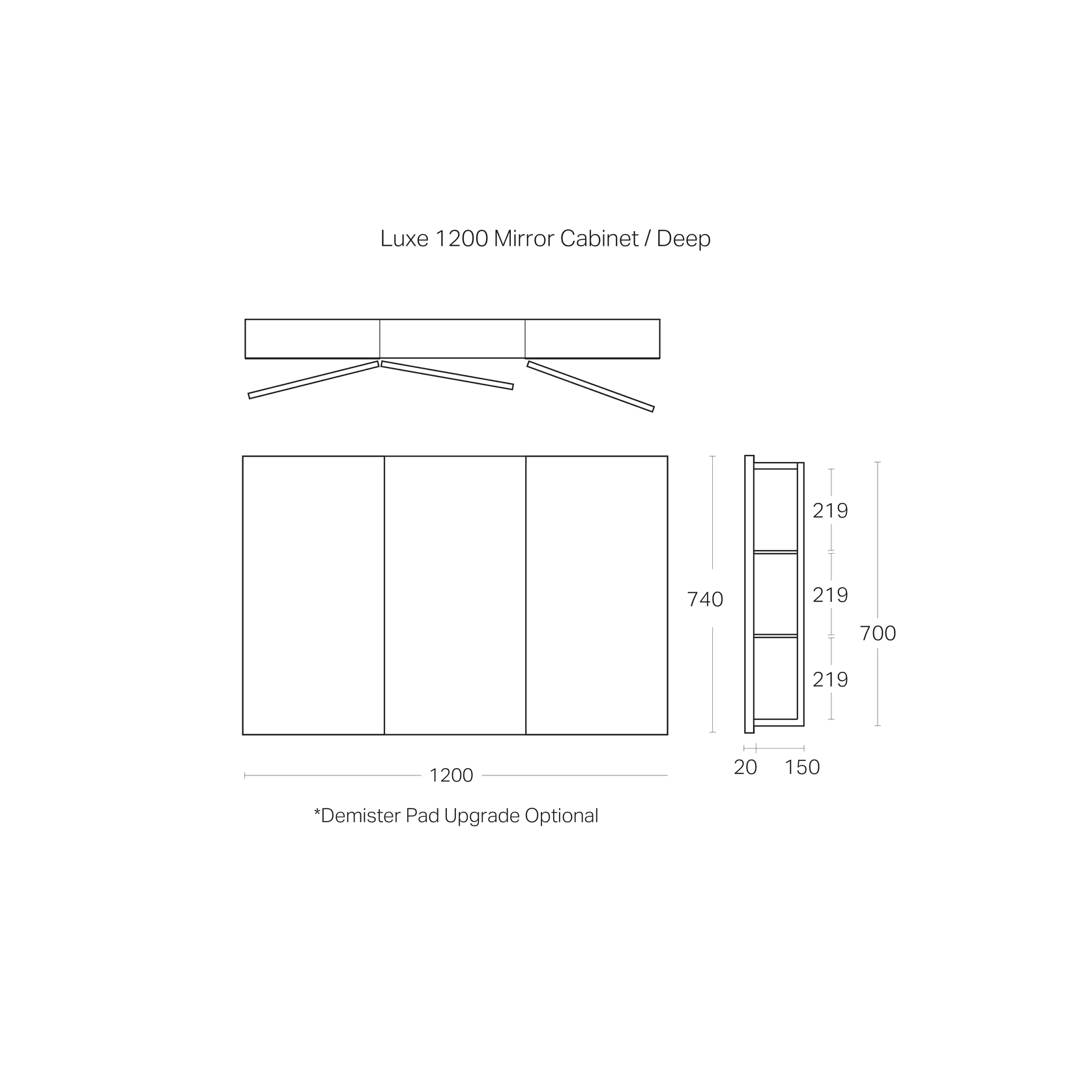 Luxe 1200mm Mirror Cabinet | 3 Door gallery detail image