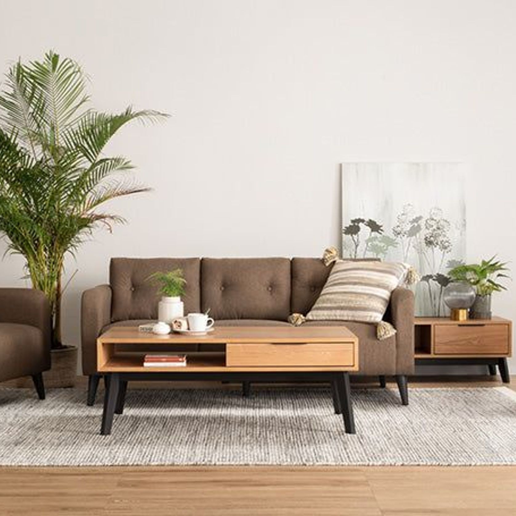 MALTON Entertainment TV Unit 180cm - Natural & Black gallery detail image