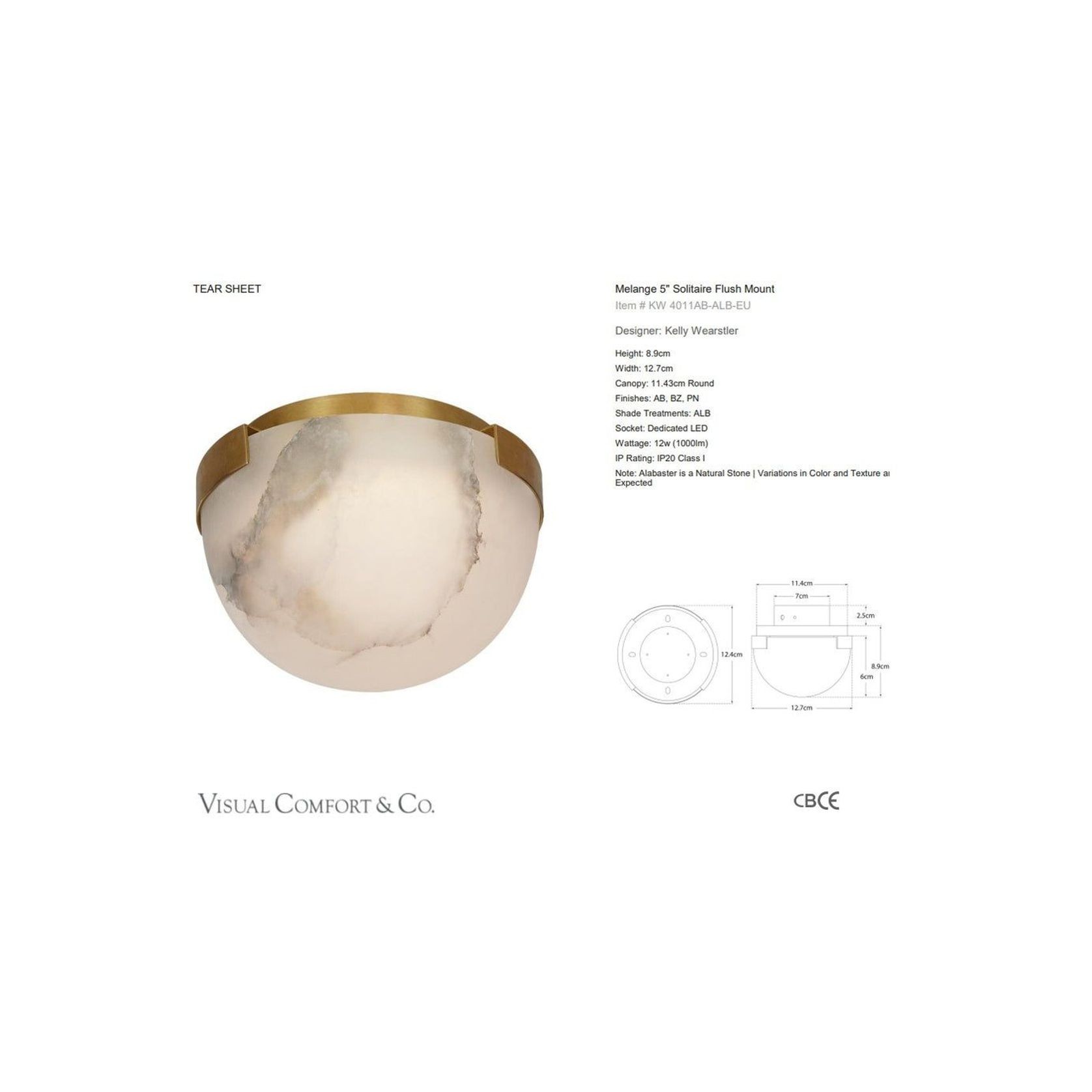 Visual Comfort Kelly Wearstler Melange 5 Solitaire Flush Mount gallery detail image
