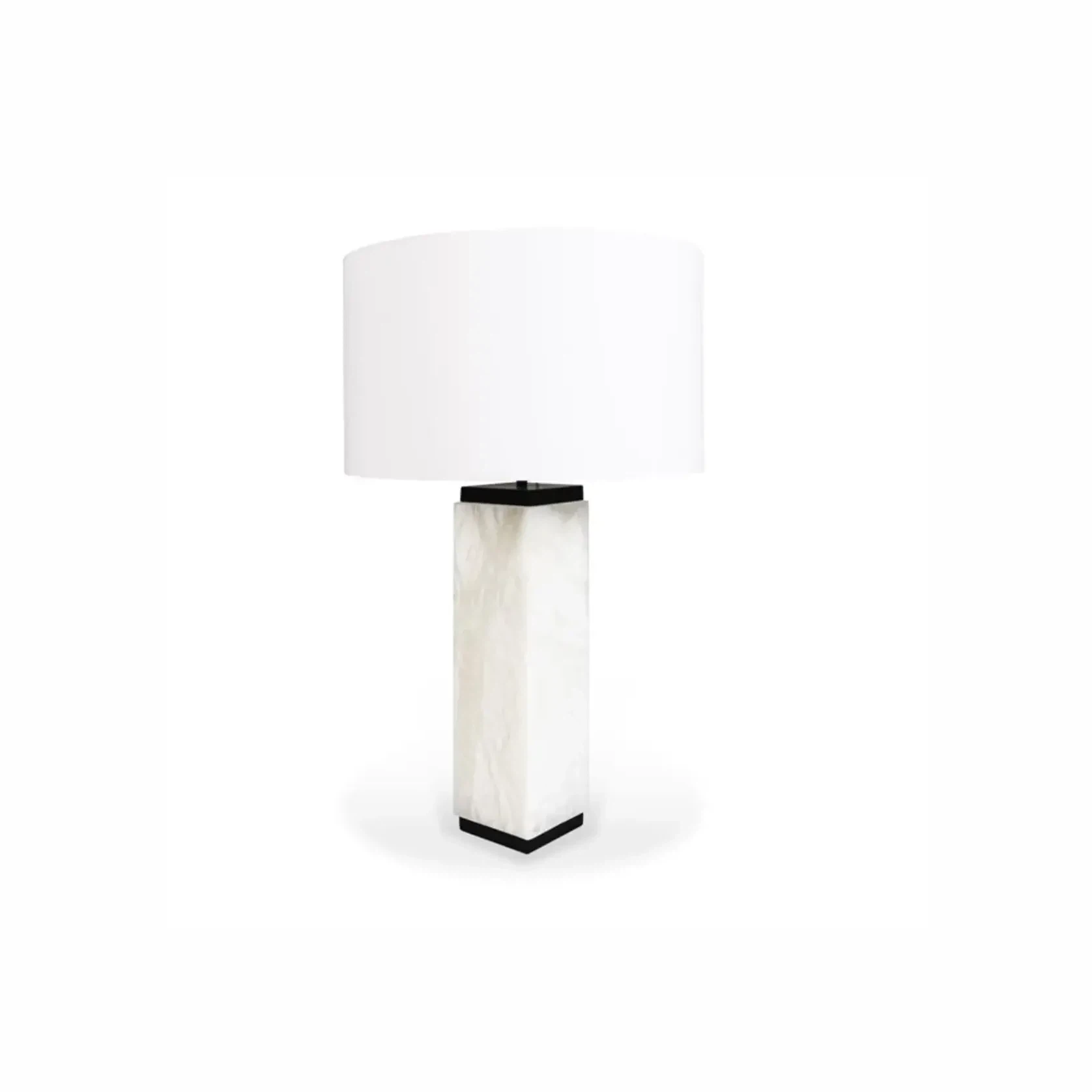 Milano Table Lamp - Alabaster & Black Base With White Chintz Shade gallery detail image