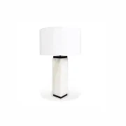 Milano Table Lamp - Alabaster & Black Base With White Chintz Shade gallery detail image