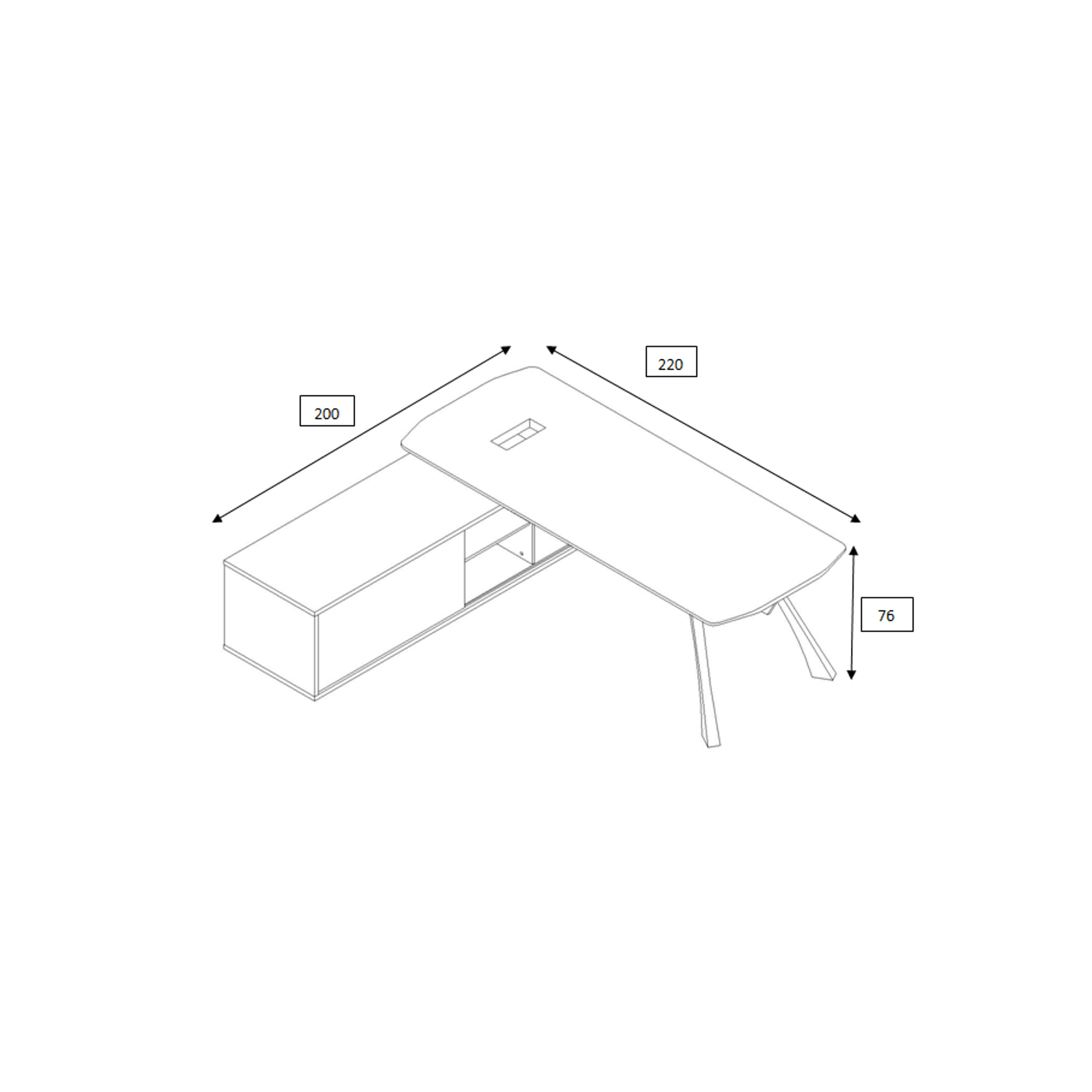 EASTON Sit Stand Electric Lift Executive Desk with Right Return 2.2M - Warm Oak & Black gallery detail image