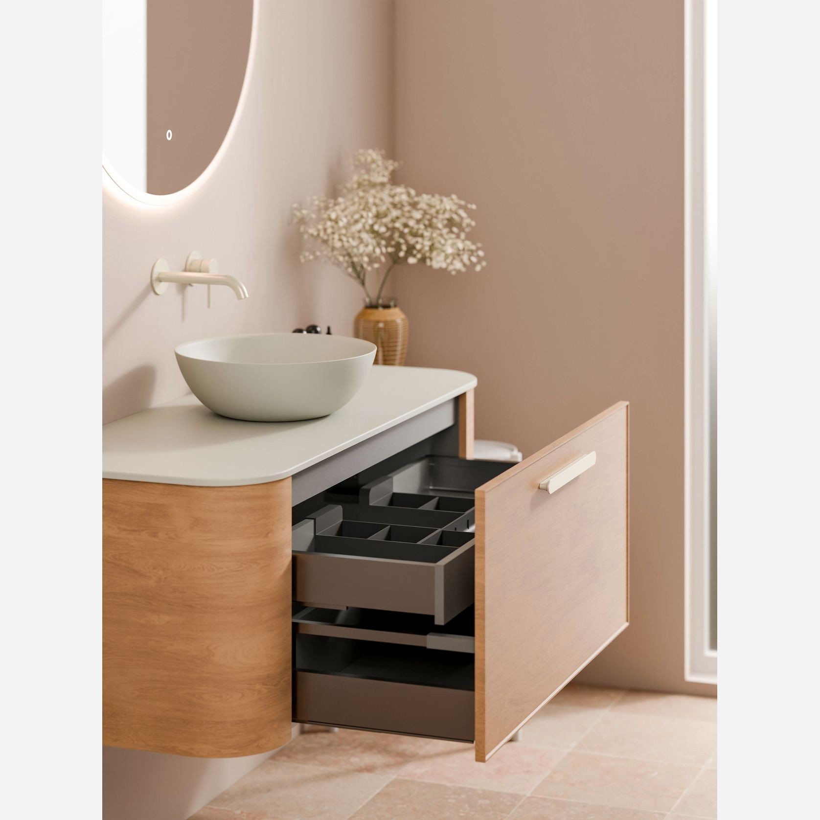 Nature 900 Vanity | Flat Slab Top & Axel Drawer Front gallery detail image