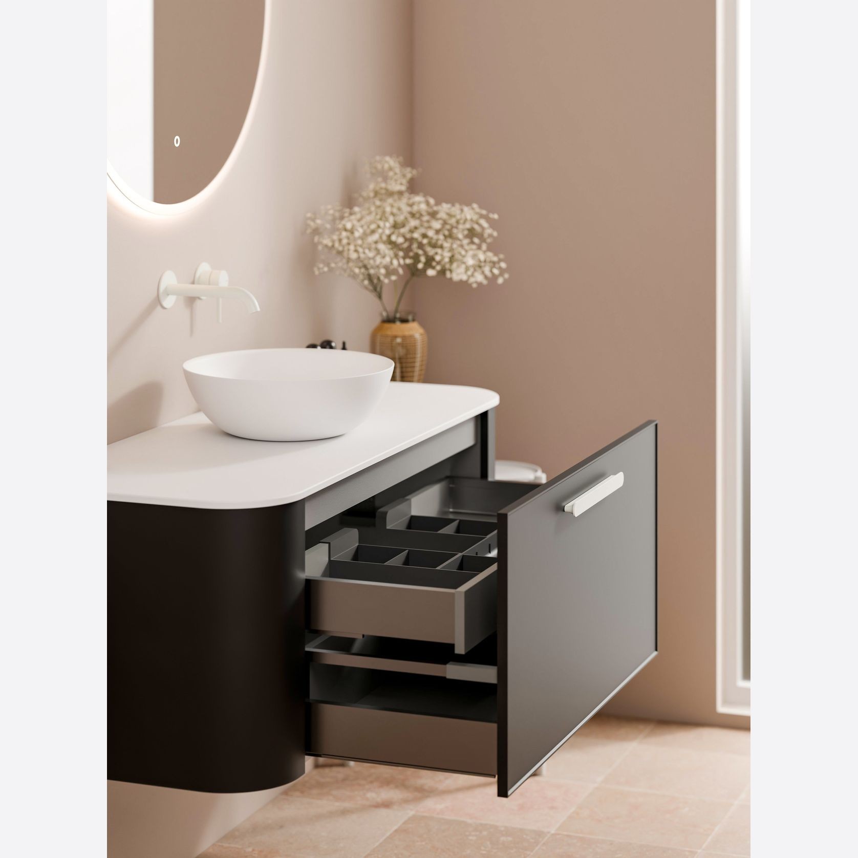 Nature 900 Vanity | Flat Slab Top & Axel Drawer Front gallery detail image
