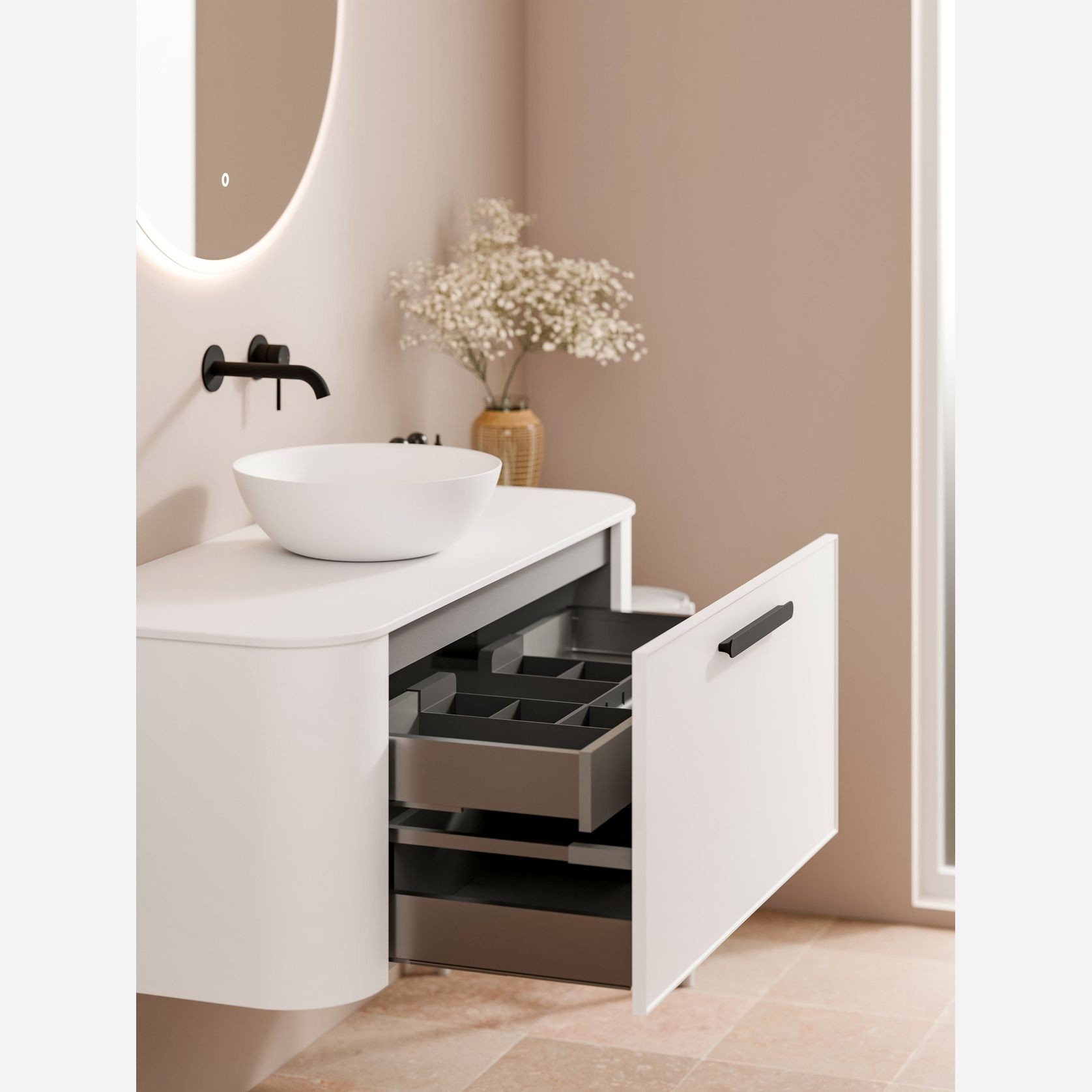 Nature 900 Vanity | Flat Slab Top & Axel Drawer Front gallery detail image