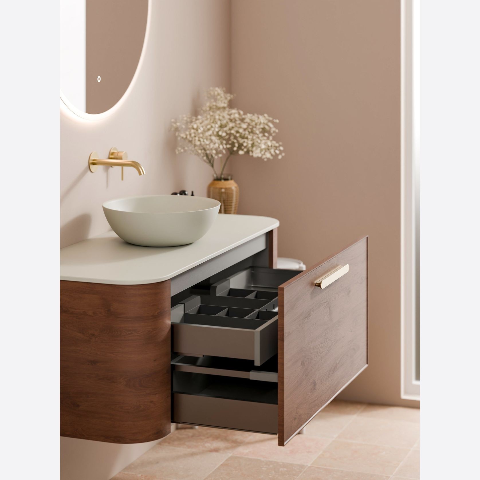 Nature 900 Vanity | Flat Slab Top & Axel Drawer Front gallery detail image