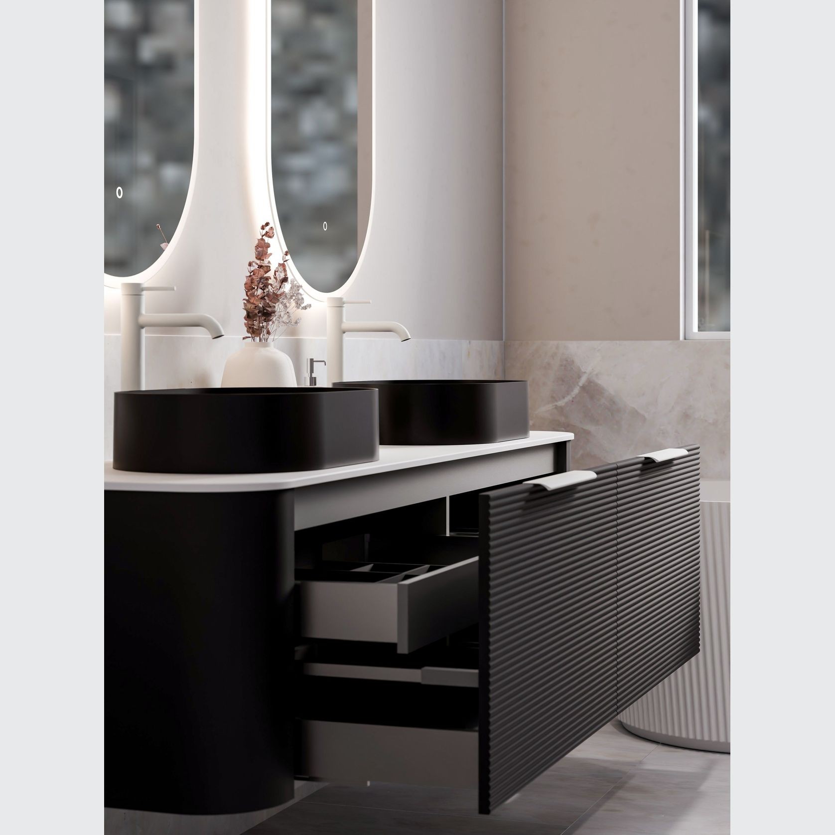 Nature 1800 Vanity | Double Inset Basin & Orchard Drawer Front gallery detail image