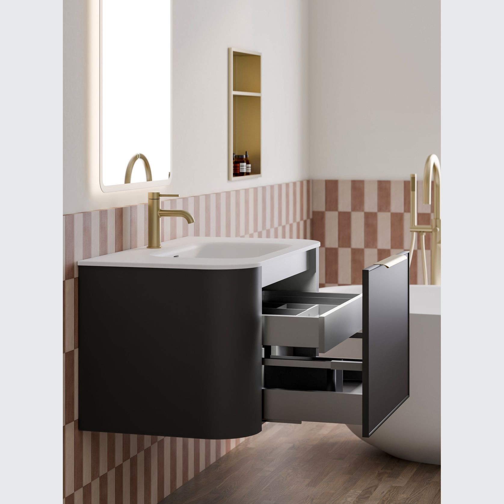 Nature 900 Vanity | Inset Basin & Axel Drawer Front gallery detail image