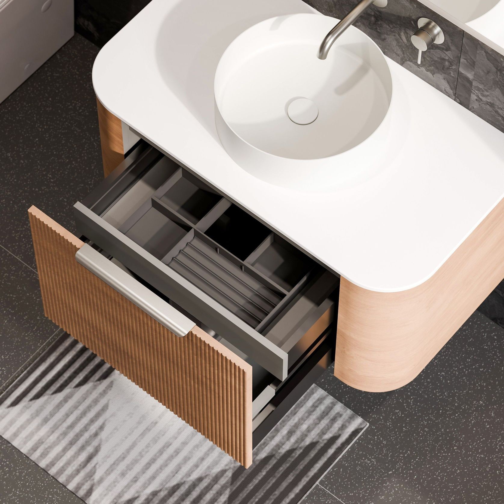 Nature 1000 Vanity | Inset Basin & Pillar Drawer Front gallery detail image