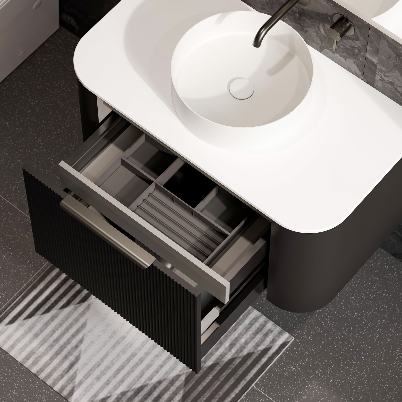 Nature 900 Vanity | Flat Slab Top & Pillar Drawer Front gallery detail image