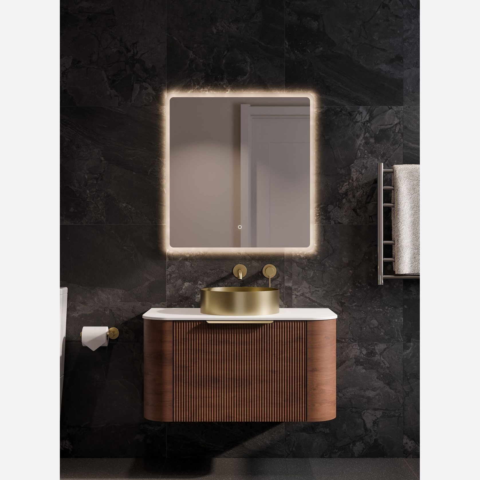 Nature 900 Vanity | Flat Slab Top & Pillar Drawer Front gallery detail image