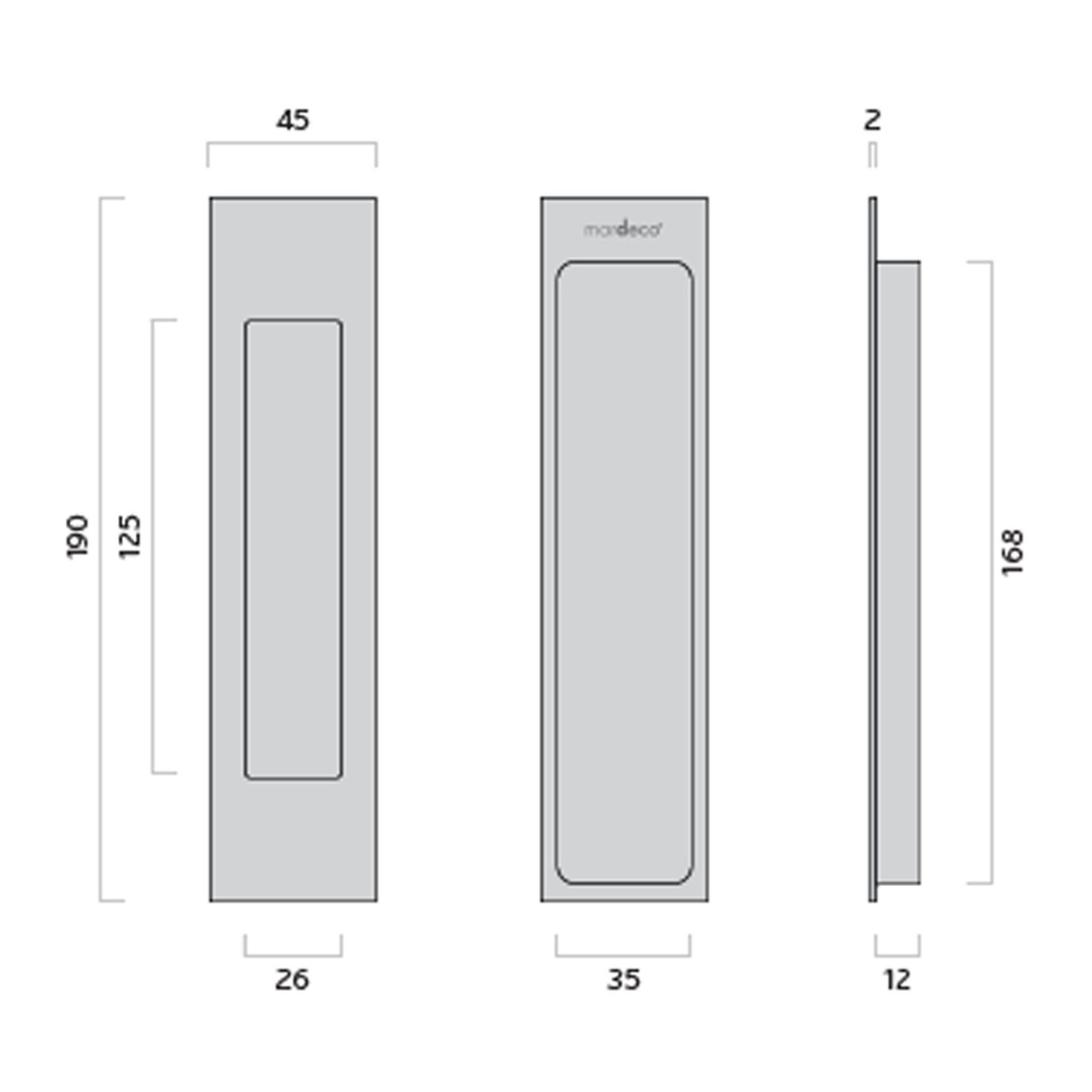 Mardeco 'M' Series Flush Pull Satin Chrome for Timber and Aluminum Sliding Double Doors SC8002/190 *Single* gallery detail image