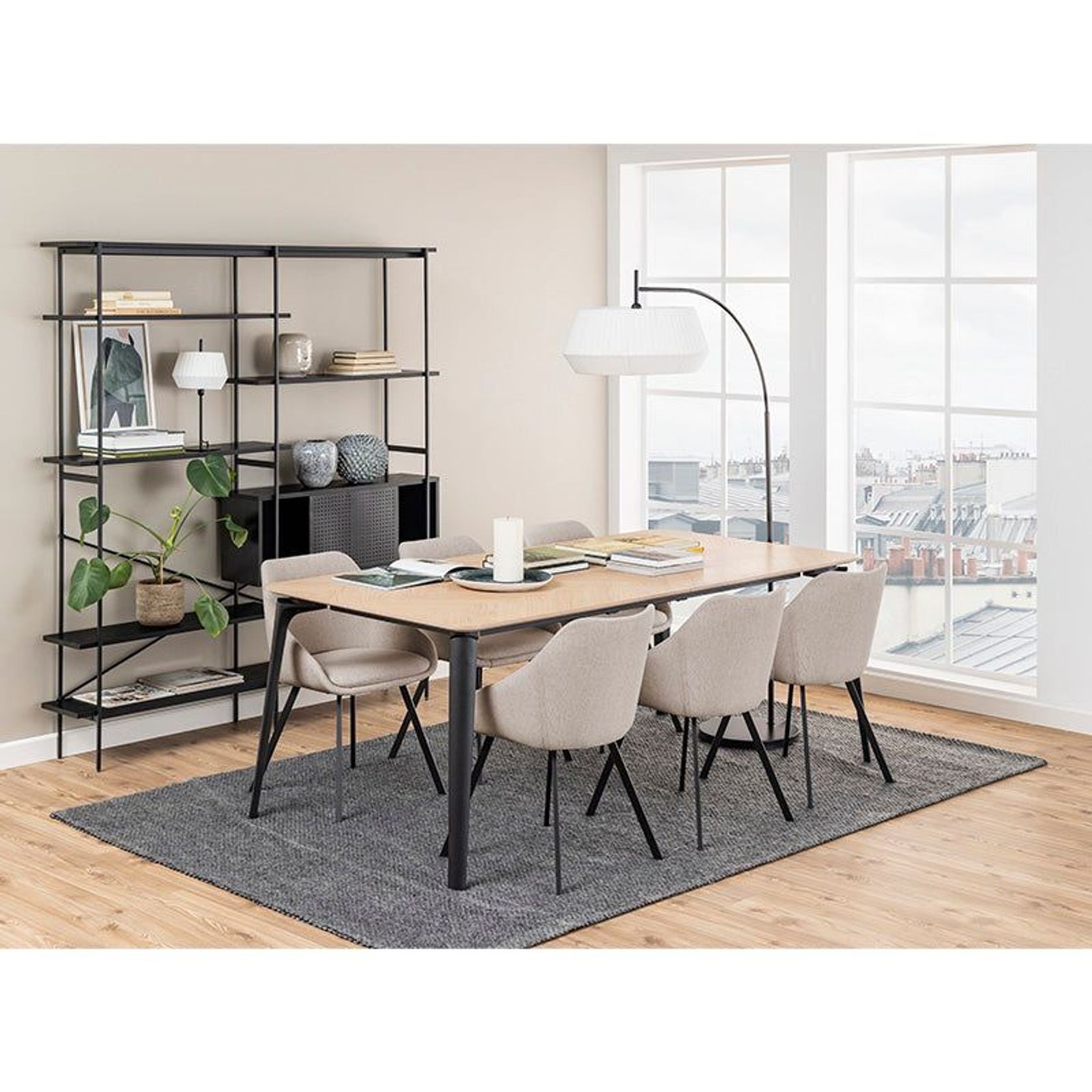 NILES Dining Chair - Beige & Black gallery detail image