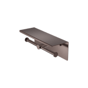 Mecca Double Toilet Roll Holder With Shelf Brushed Bronze gallery detail image