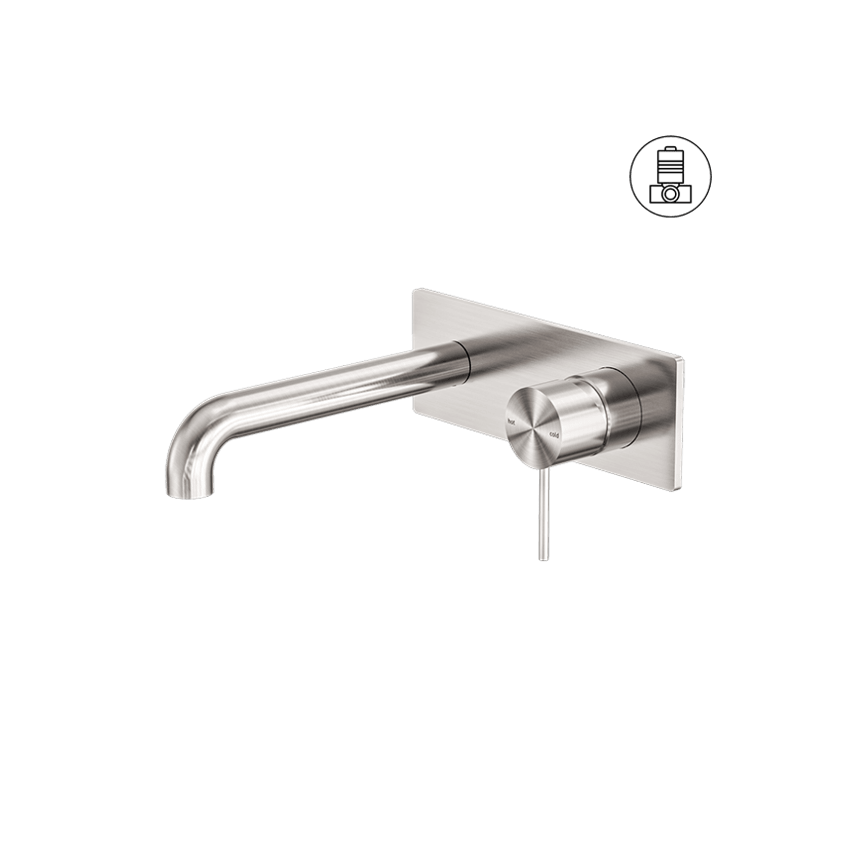 Mecca Wall Basin/Bath Mixer 120mm Brushed Nickel gallery detail image