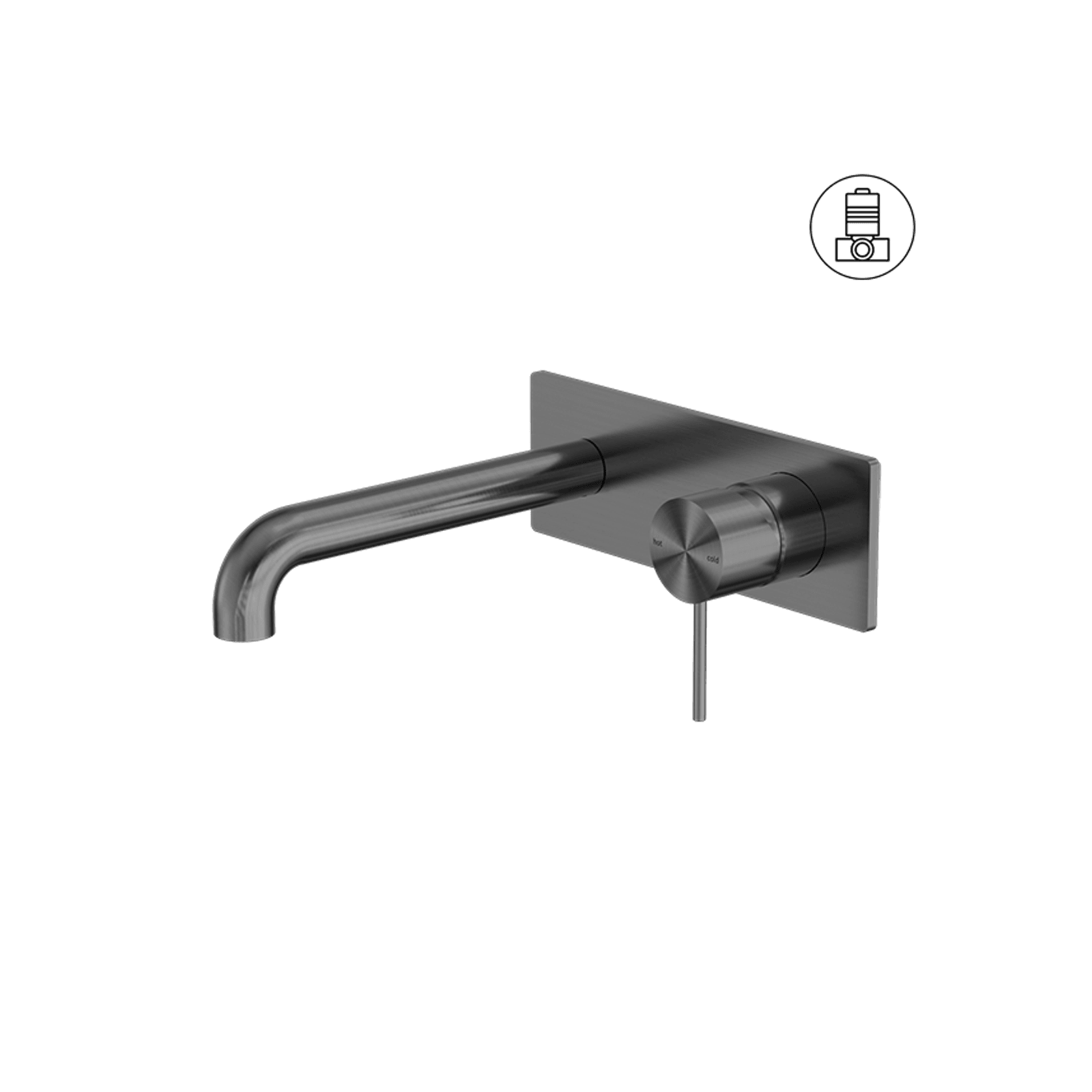 Mecca Wall Basin/Bath Mixer Handle Up 260mm Gun Metal gallery detail image