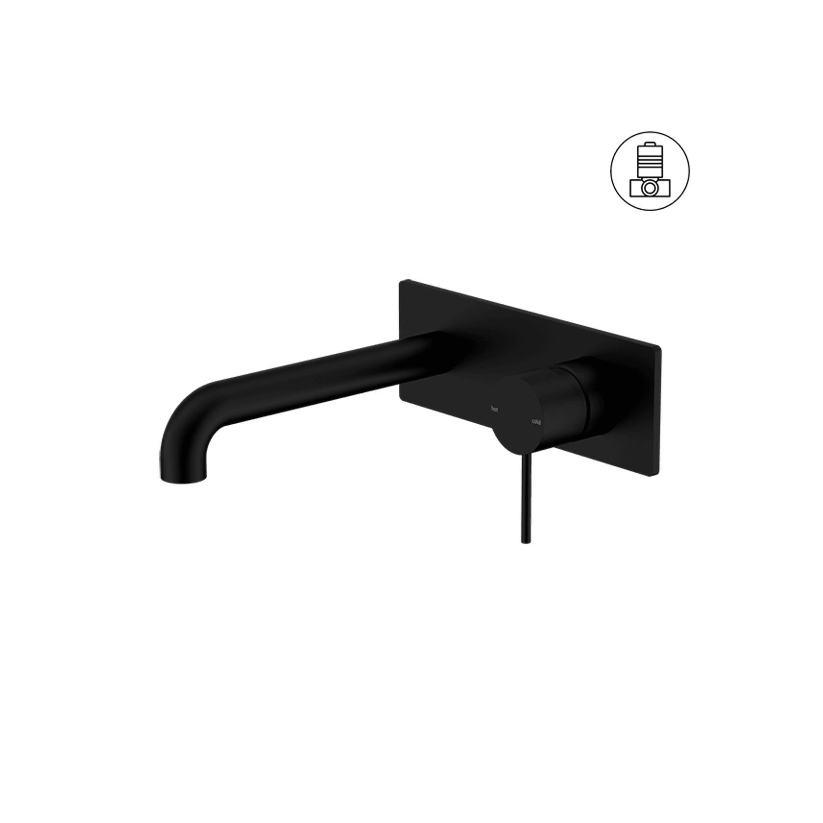 Mecca Wall Basin/Bath Mixer 230mm Matte Black gallery detail image