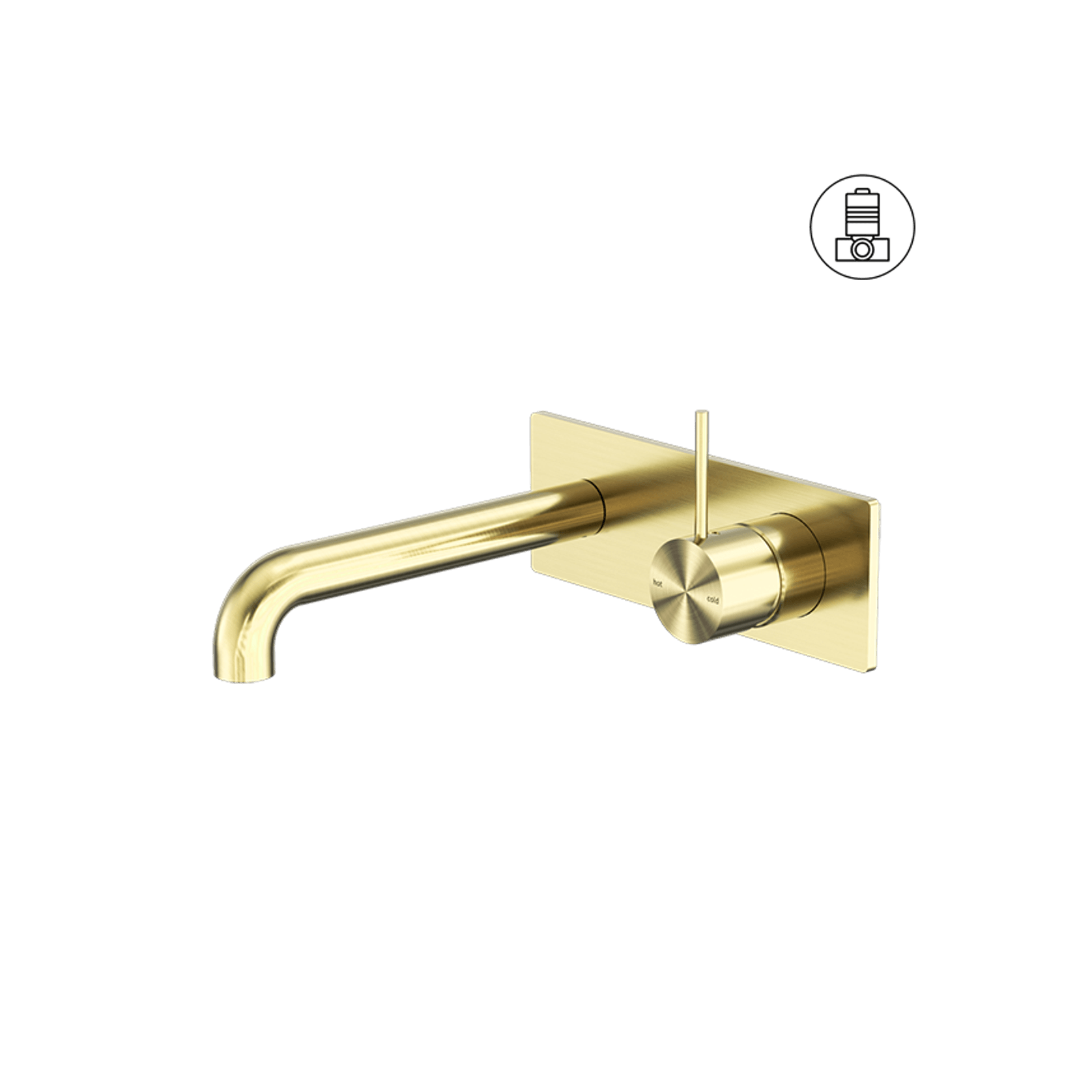 Mecca Wall Basin/Bath Mixer Handle Up 260mm Brushed Gold gallery detail image