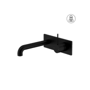 Mecca Wall Basin/Bath Mixer Handle Up 185mm Matte Black gallery detail image